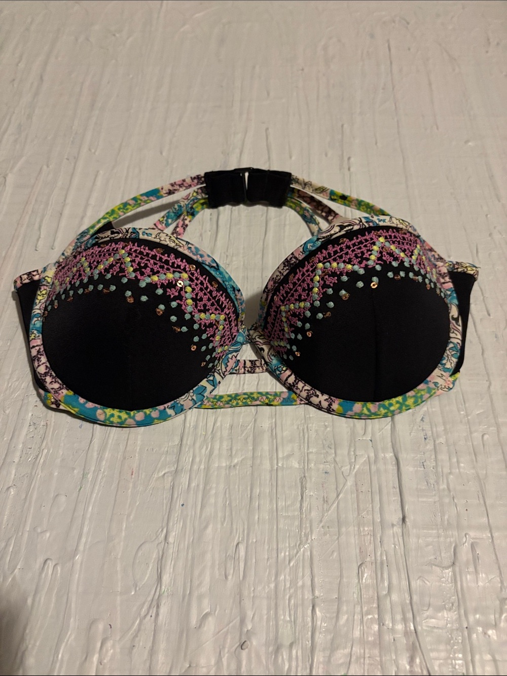 Victoria Secret - Tube Top Bathing Suit with Colorful Floral Trim